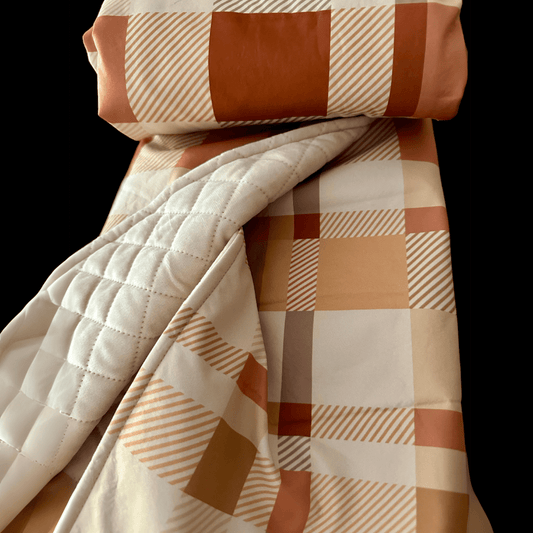 Dog Car Seat Cover & Travel Mat - Apricot Plaid - Lilo Dachshund Threads - 