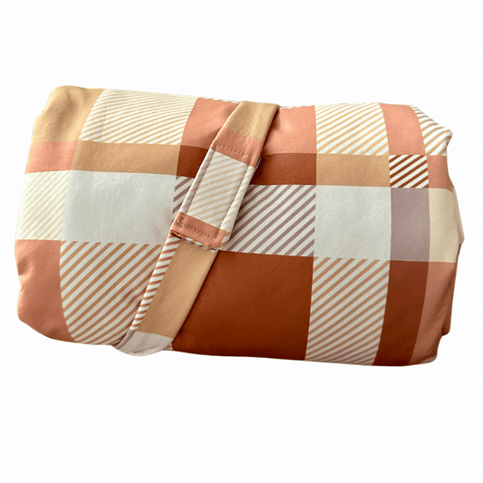 Dog Car Seat Cover & Travel Mat - Apricot Plaid - Lilo Dachshund Threads - 